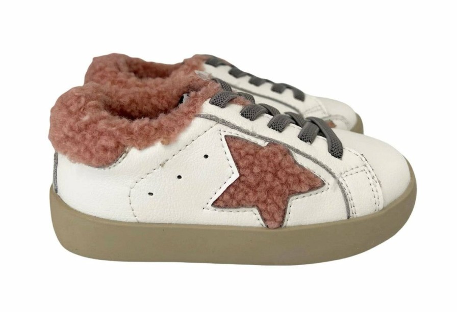 Girls * | Lola + The Boys New Arrivals Sherpa Pink Star Sneakers