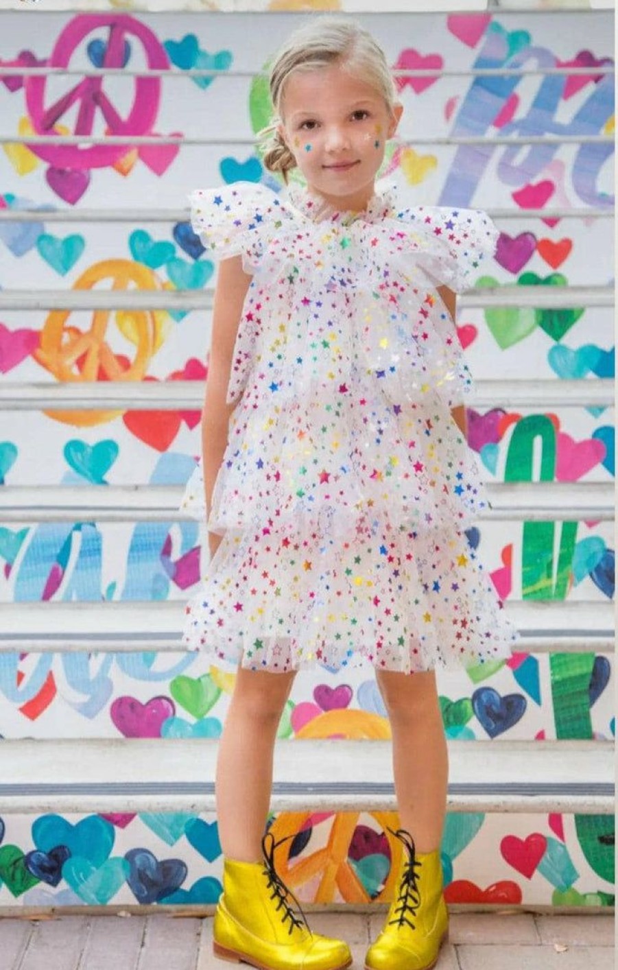 Girls * | Lola + The Boys Tiers Of Rainbow Dress New Arrivals