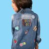 Girls * | Lola + The Boys New Arrivals Good Vibes Plastic Patches Denim Jacket