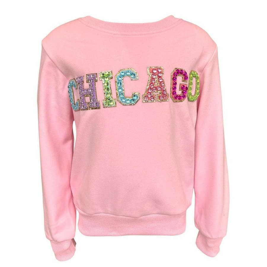 Girls * | Lola + The Boys Chicago Gem Sweatshirt Pink New Arrivals