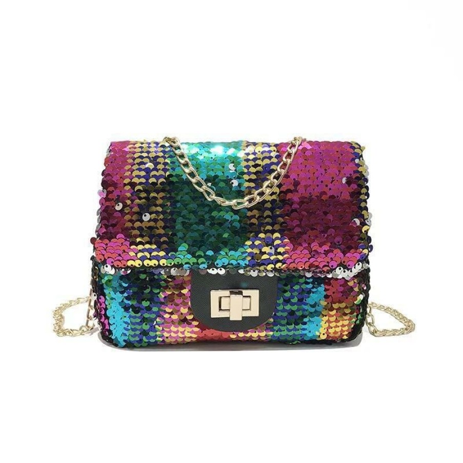 Accessories * | Lola + The Boys Handbags Rainbow Sequin Flip Coco Purse