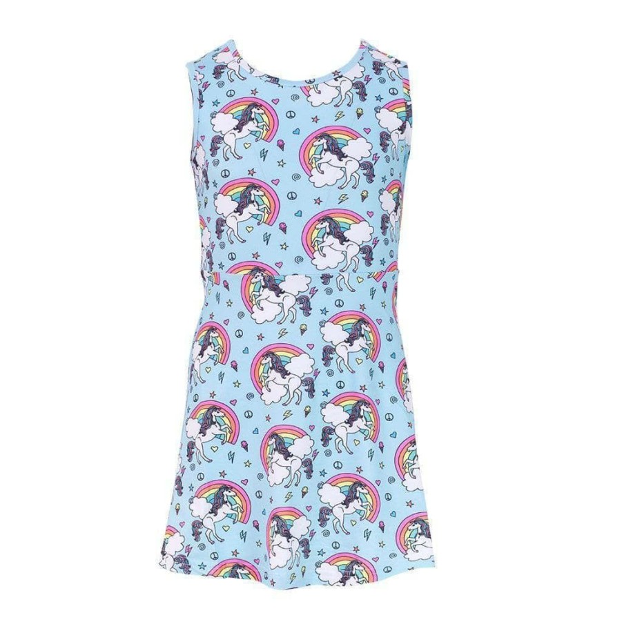 Girls * | Lola + The Boys Unicorn Sky Skater Dress