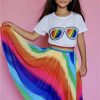 Girls * | Lola + The Boys Rainbow Twirl Midi Skirt