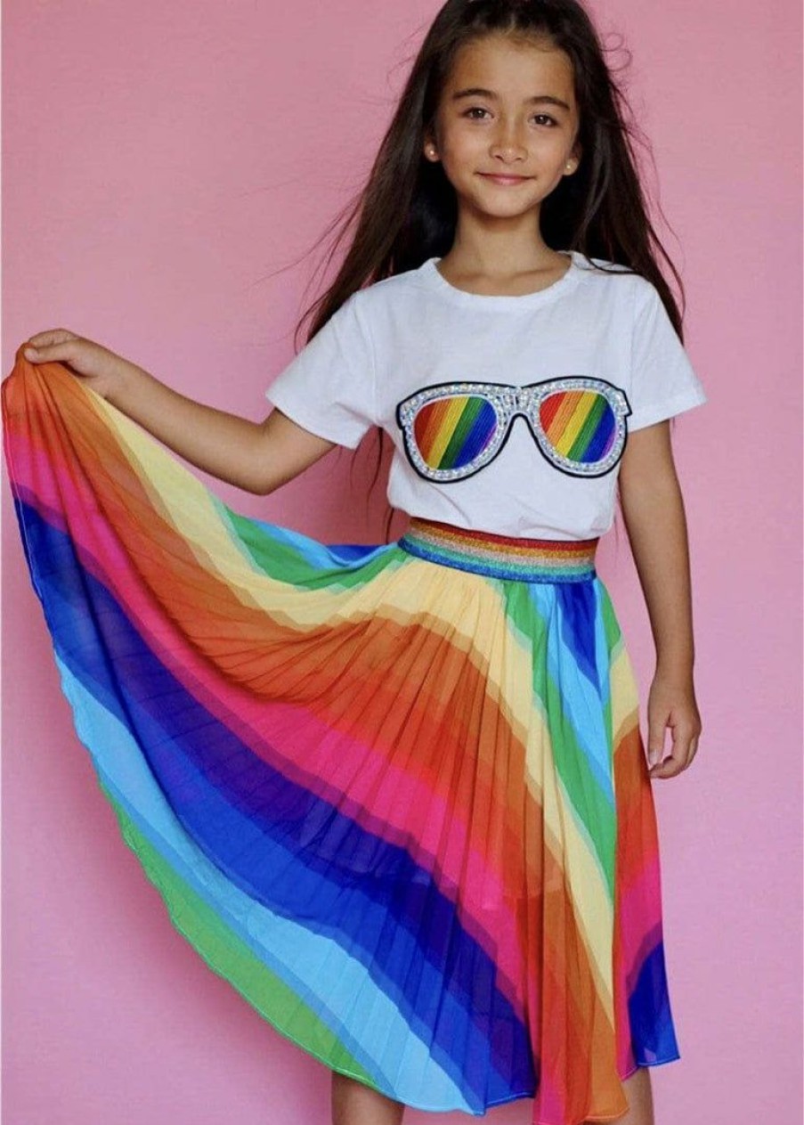 Girls * | Lola + The Boys Rainbow Twirl Midi Skirt