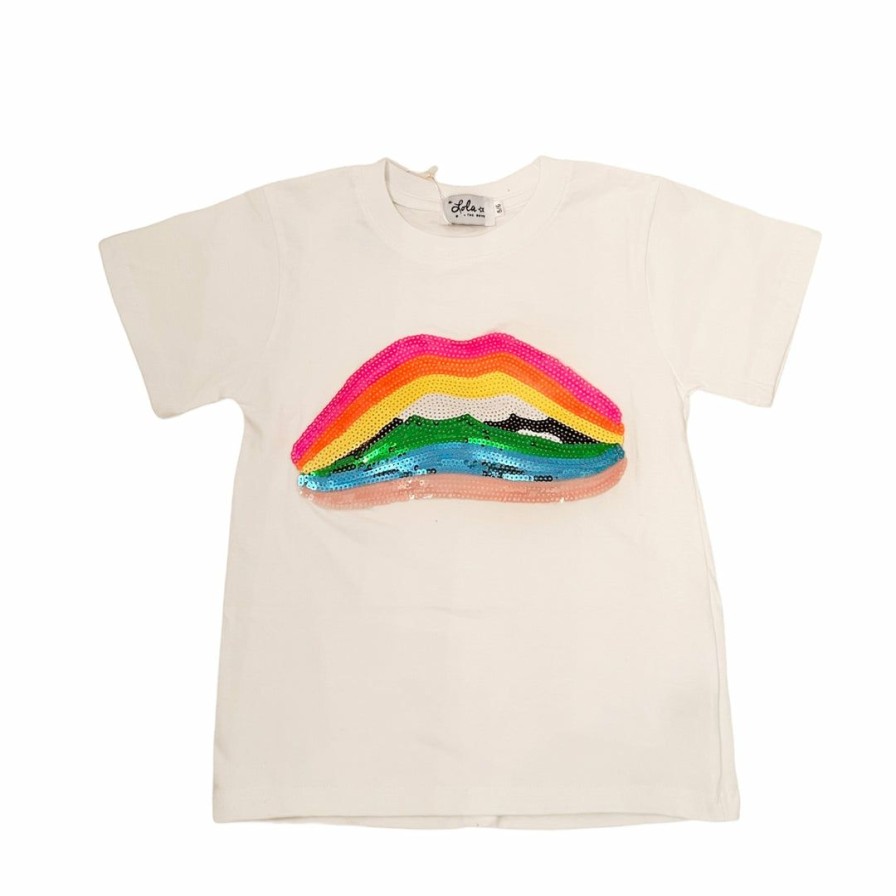 Girls * | Lola + The Boys Rainbow Lips T-Shirt New Arrivals