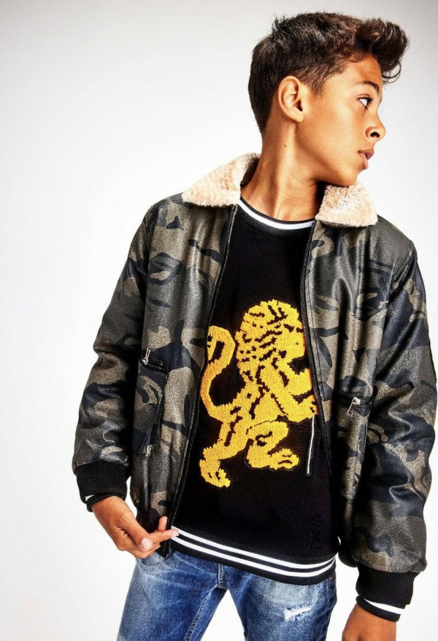 Boys * | Lola + The Boys Lions Crest Navy Crewneck