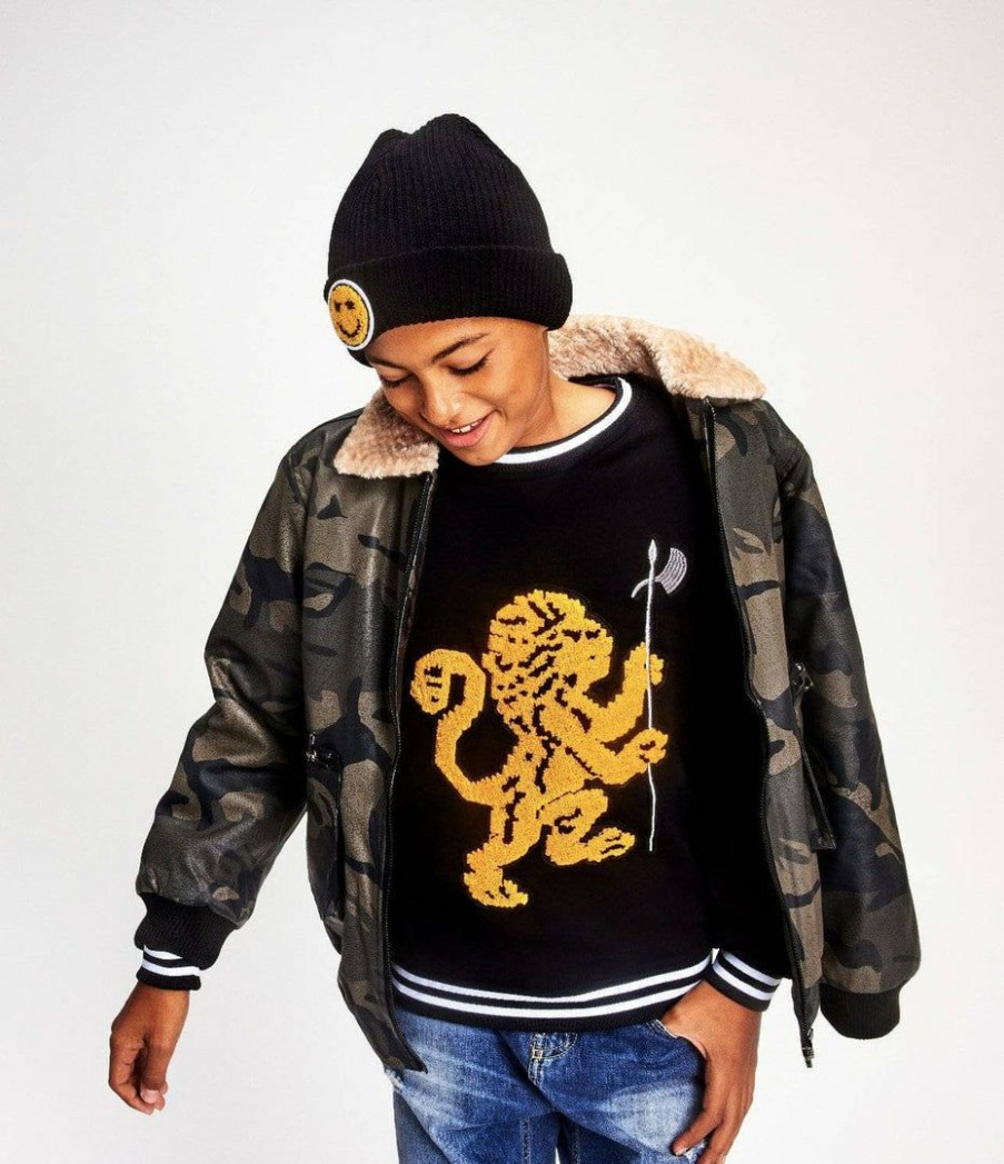 Boys * | Lola + The Boys Lions Crest Navy Crewneck