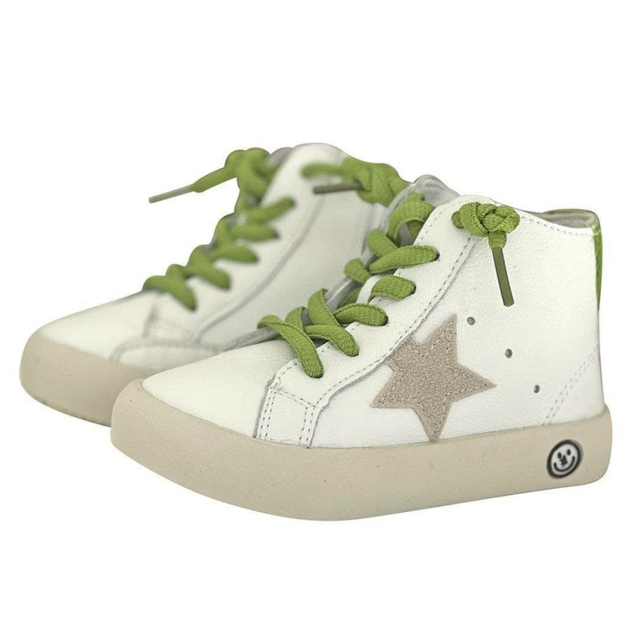 Girls * | Lola + The Boys Green Happy Star Hightop Sneaker