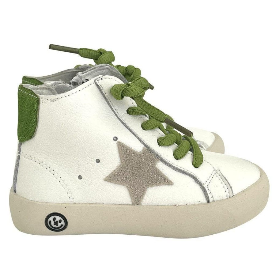 Girls * | Lola + The Boys Green Happy Star Hightop Sneaker