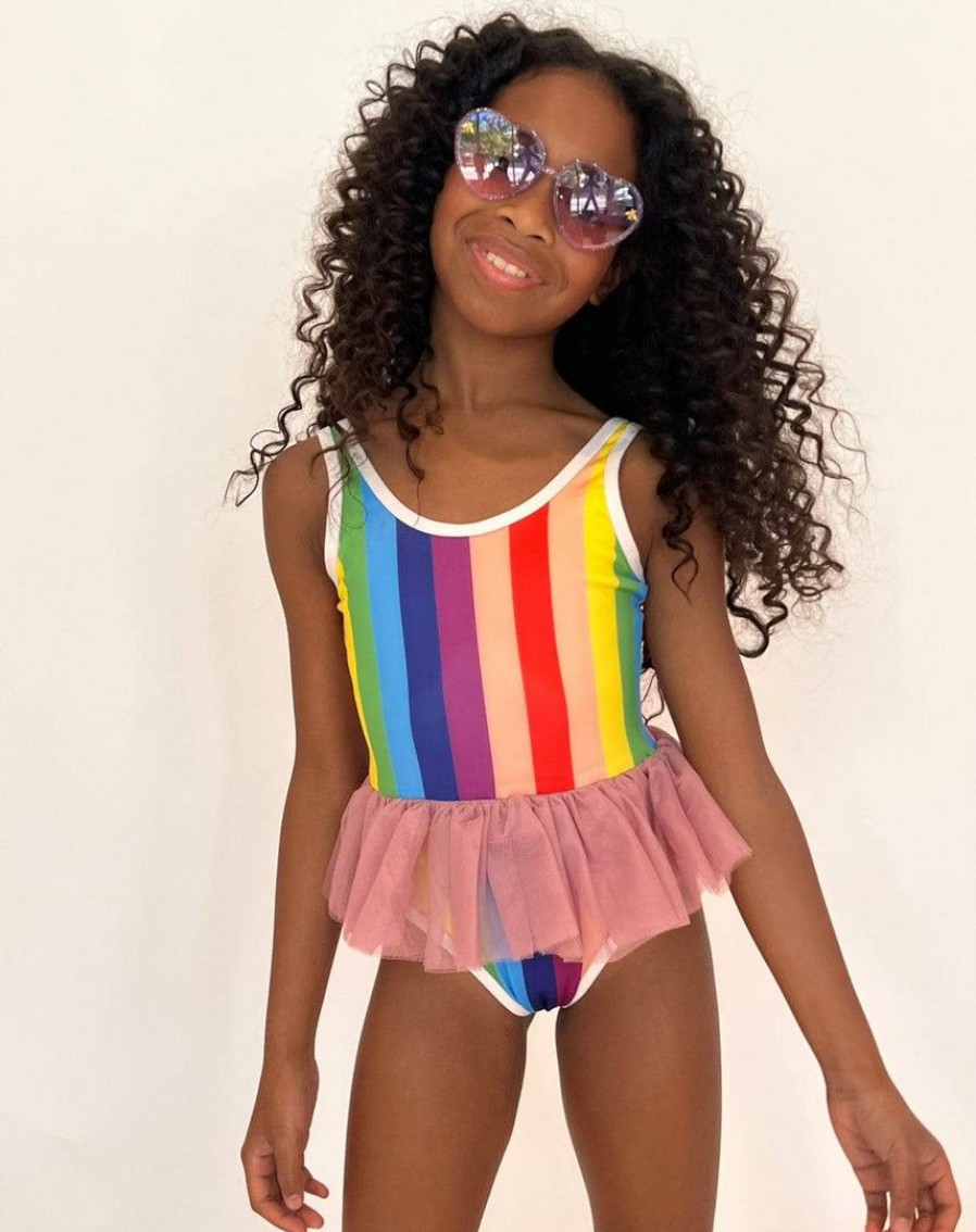 Girls * | Lola & The Boys Rainbow Tutu Swimsuit