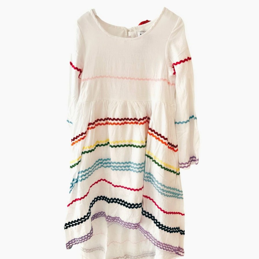 Girls * | Lola + The Boys Ric Rack Hi Low Dress New Arrivals White