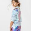 Girls * | Lola + The Boys Iridescent Angel Sequin Flip Bomber Girls