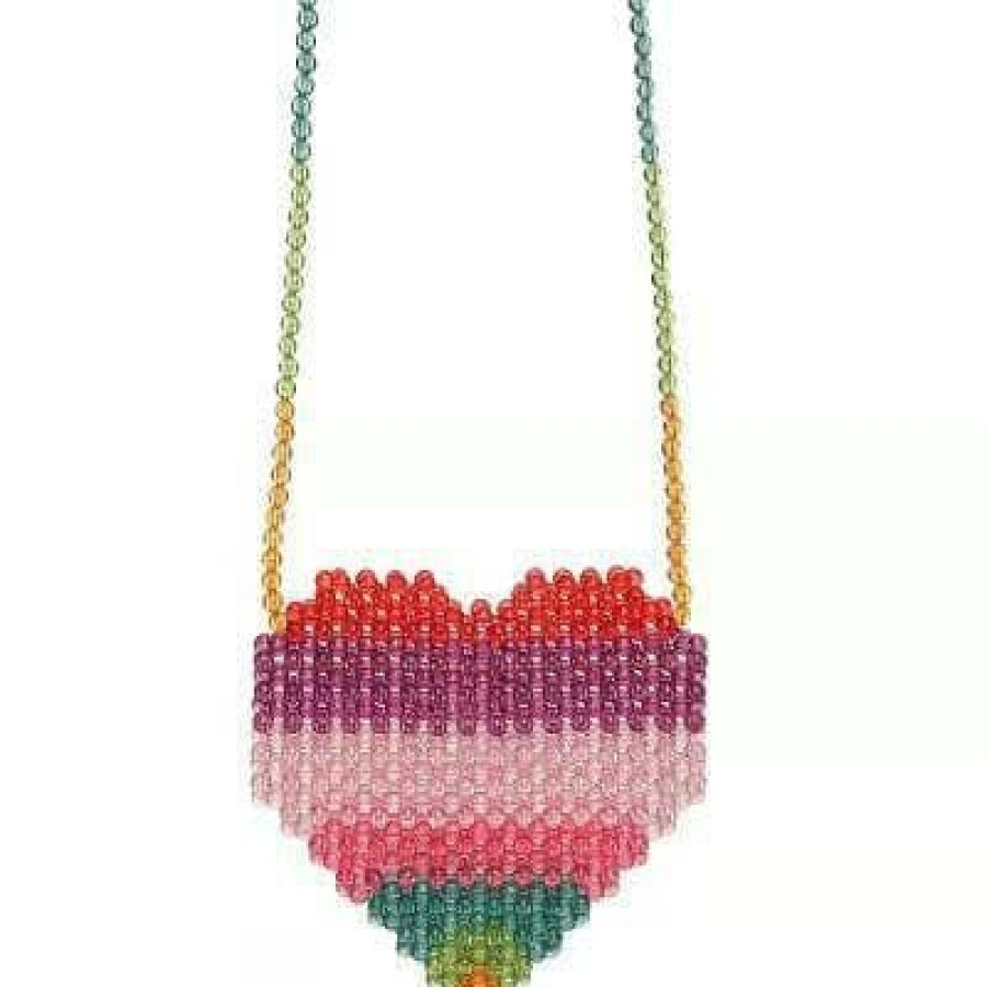 Accessories * | Lola & The Boys Beaded Heart Purse Girls Rainbow