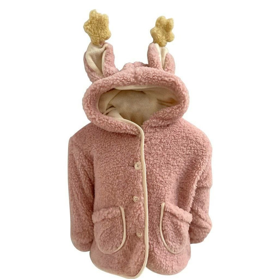 Girls * | Lola + The Boys Girls Fluffy Bunny Star Coat