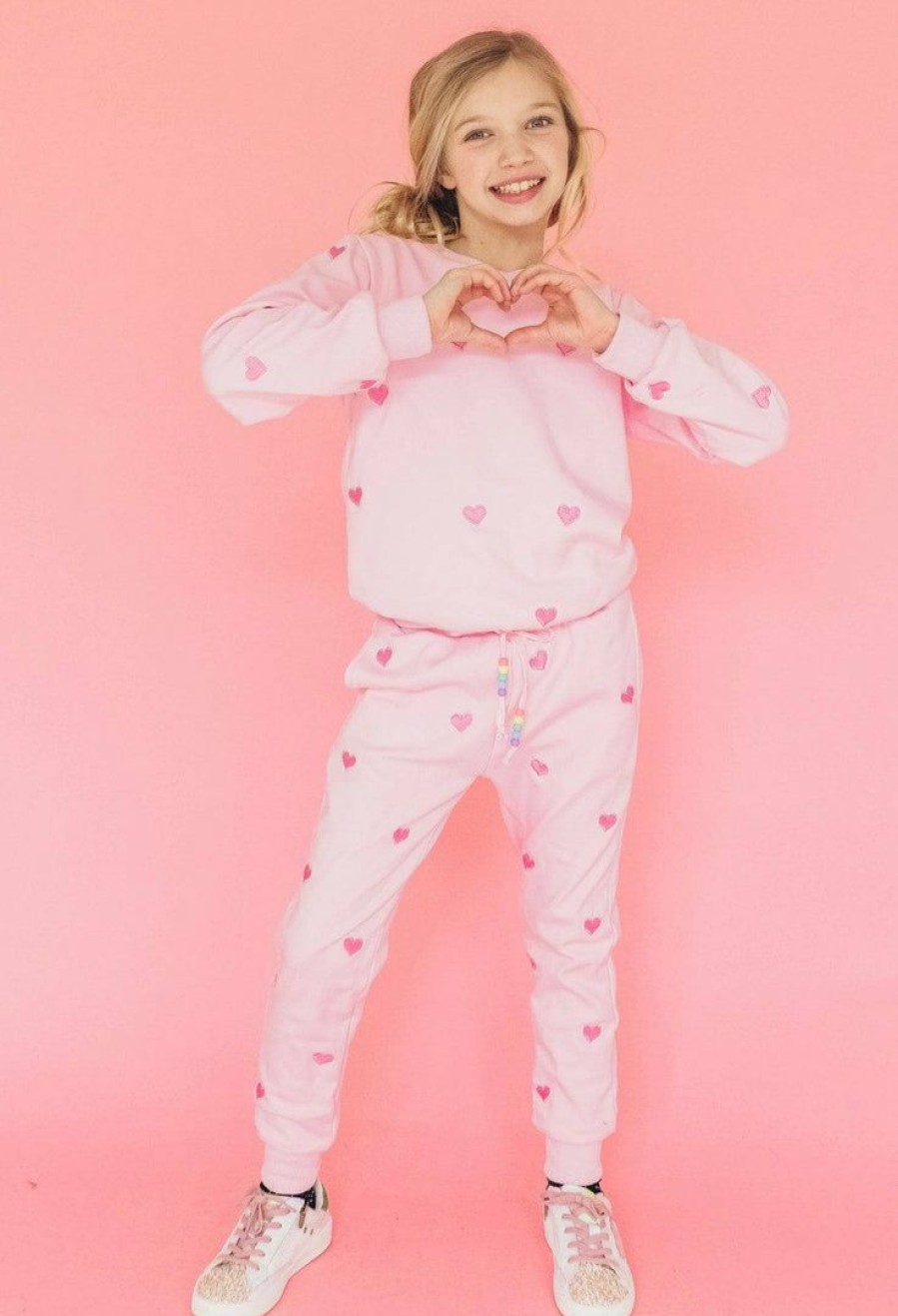 Girls * | Lola + The Boys Full Hearts Jogger Set Girls