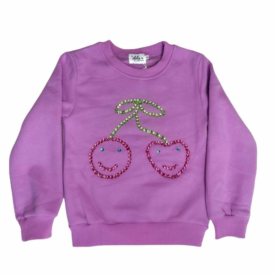 Girls * | Lola & The Boys Happy Cherry Gem Sweatshirt New Arrivals