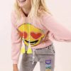 Girls * | Lola + The Boys New Arrivals Ultimate Emoji Gem Hoodie Pink