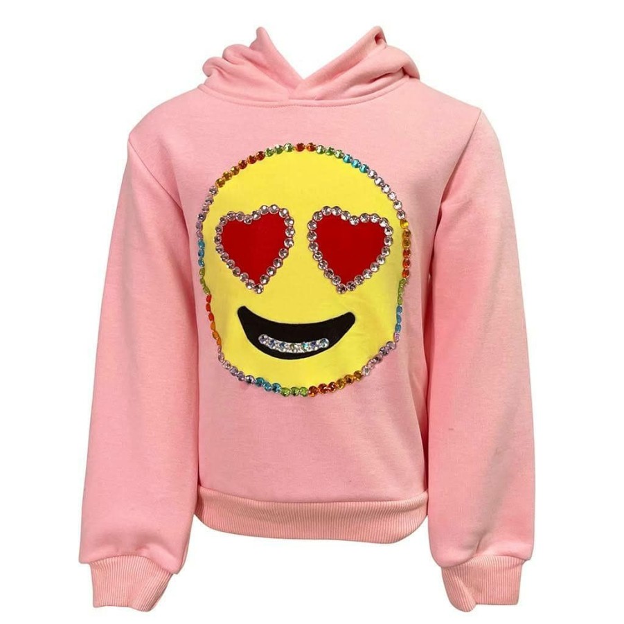 Girls * | Lola + The Boys New Arrivals Ultimate Emoji Gem Hoodie Pink