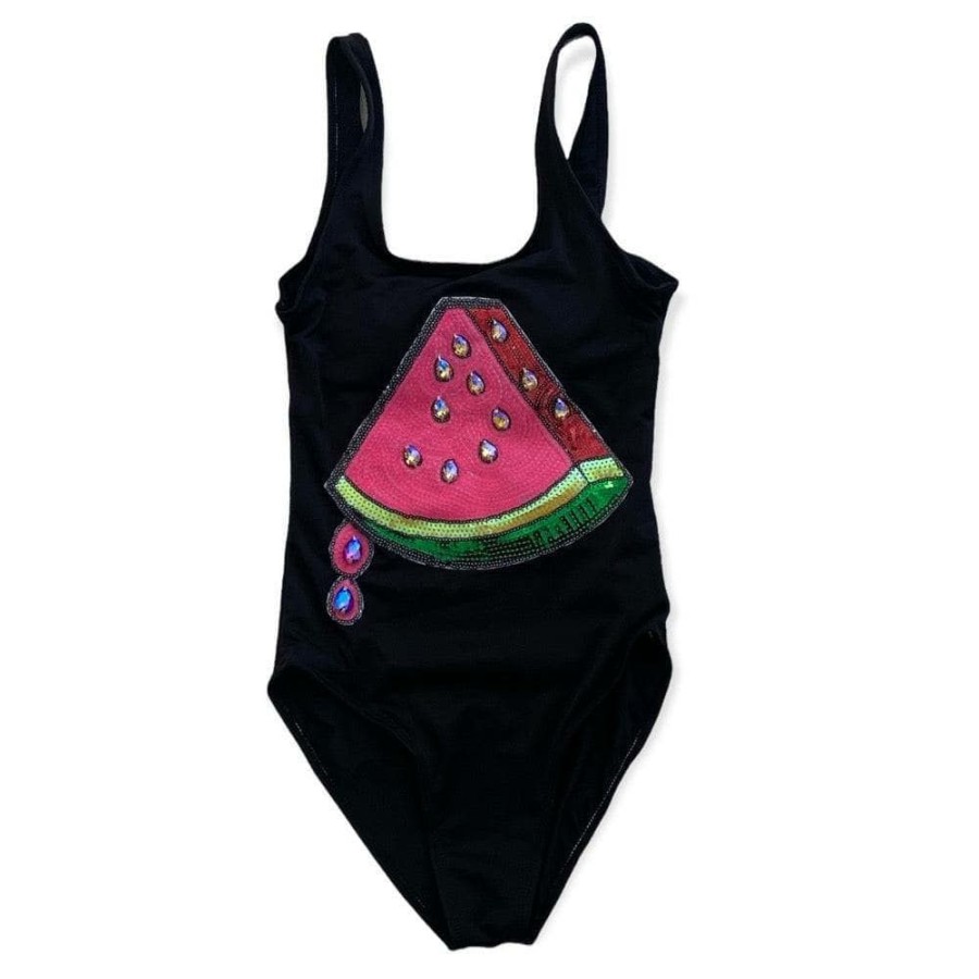 Girls * | Lola + The Boys New Arrivals Bead Watermelon Swimsuit Black