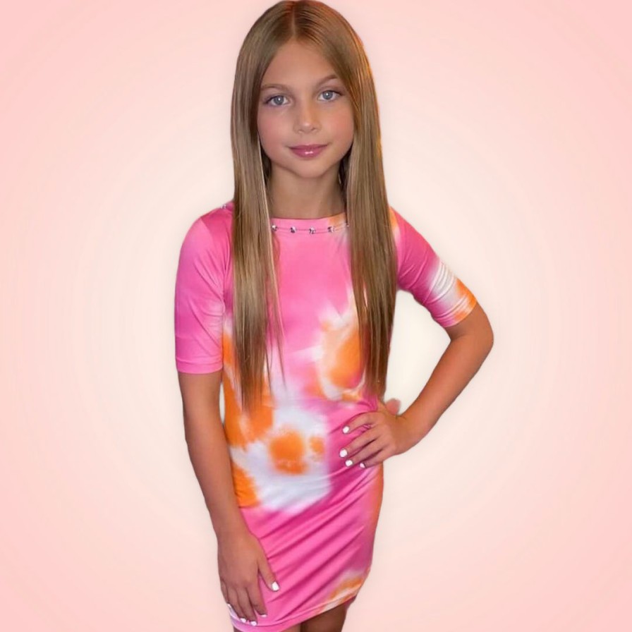 Girls * | Lola + The Boys Sherbet Tie Dye Dress Girls