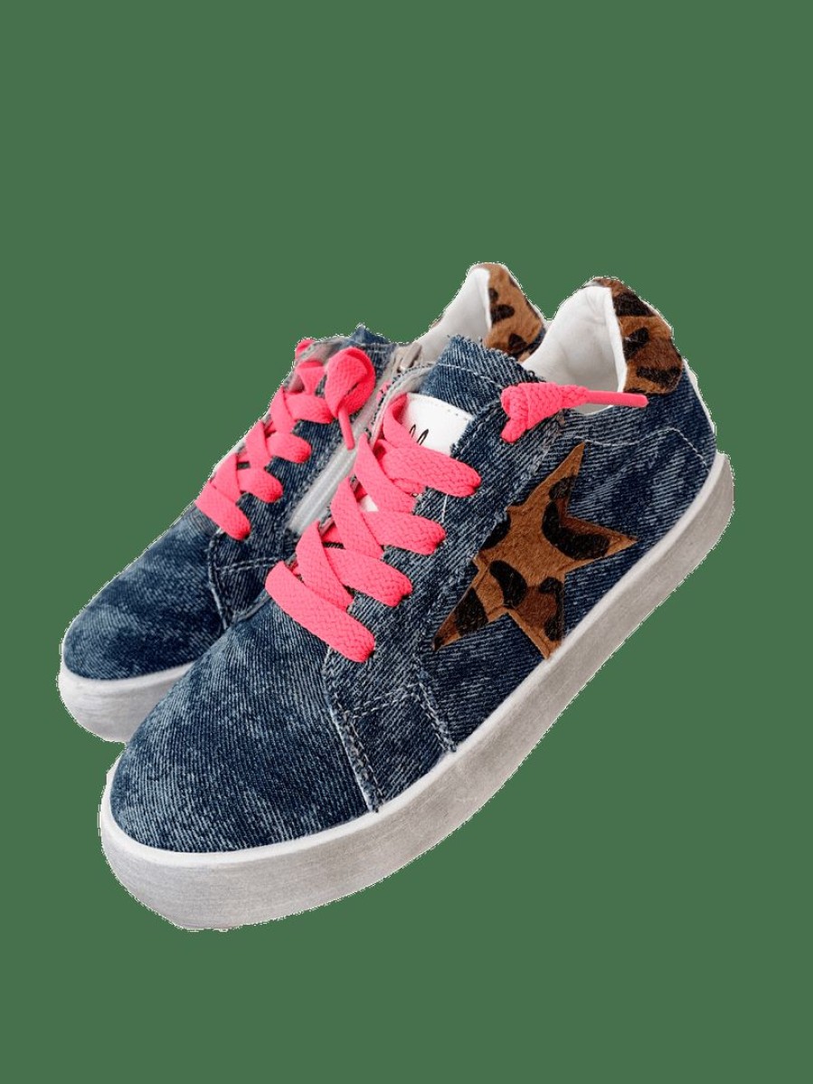 Girls * | Lola + The Boys Neon Denim Star Sneaker