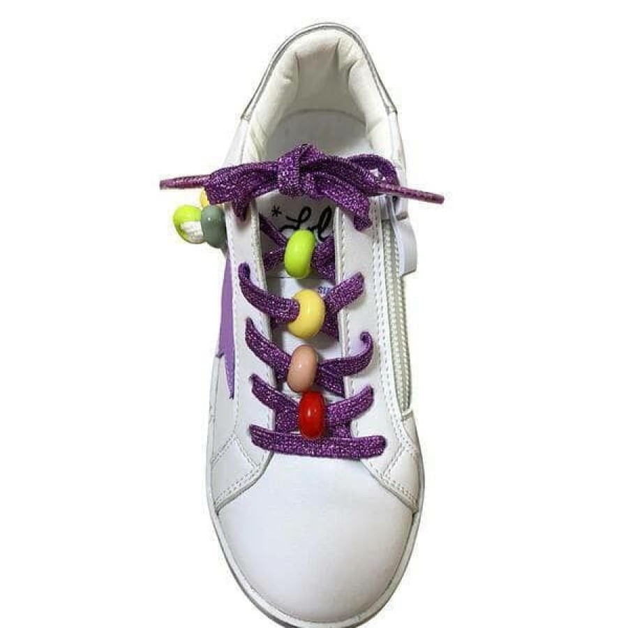 Girls * | Lola + The Boys Star Girl Rainbow Beaded Sneaker New Arrivals White