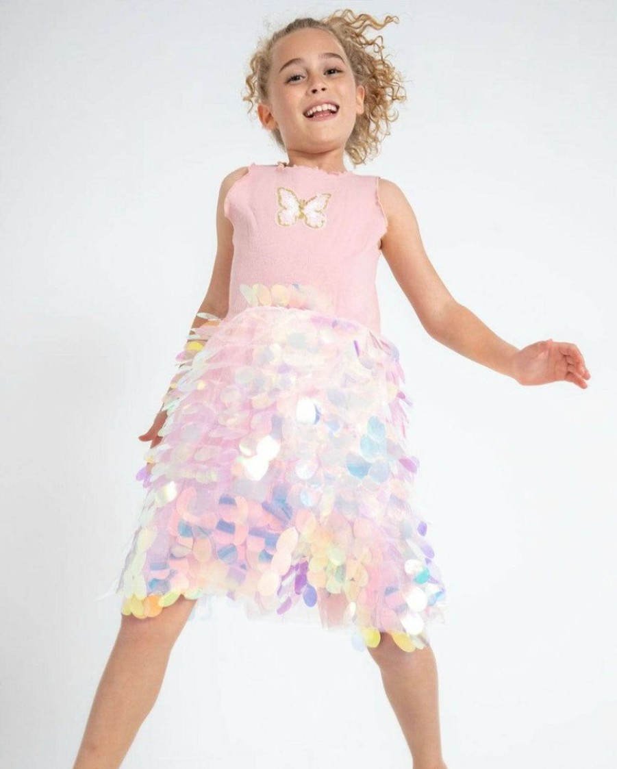 Girls * | Lola & The Boys Butterfly Paillette Dress