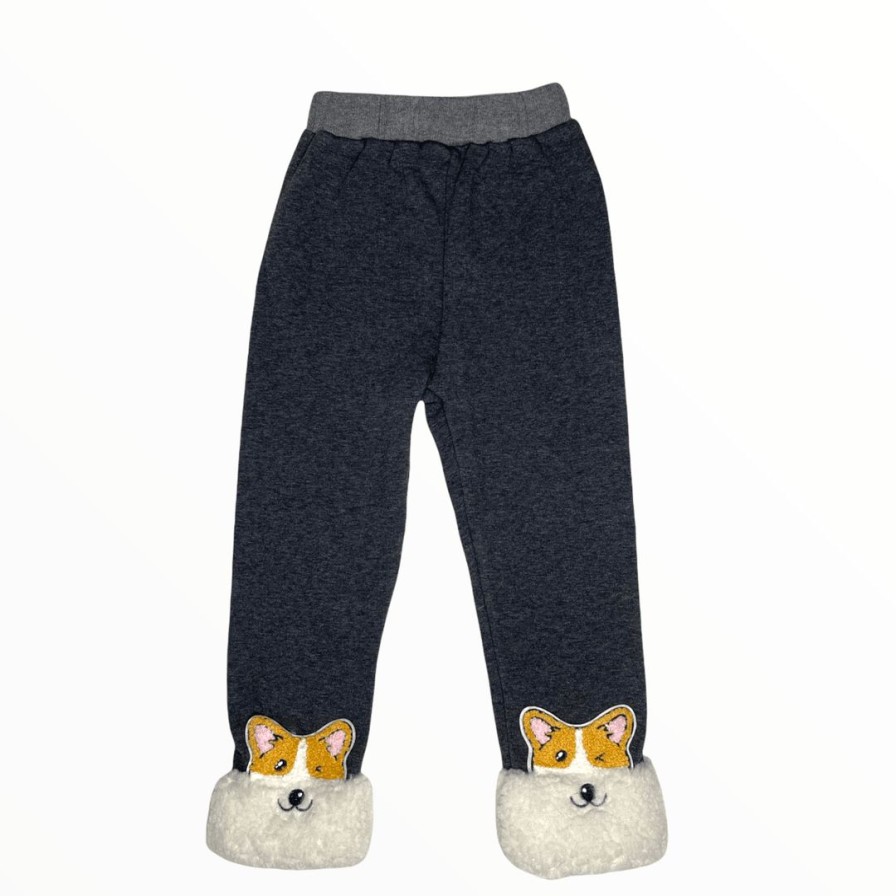 Boys * | Lola + The Boys Girls Cozy Corgi Grey Joggers