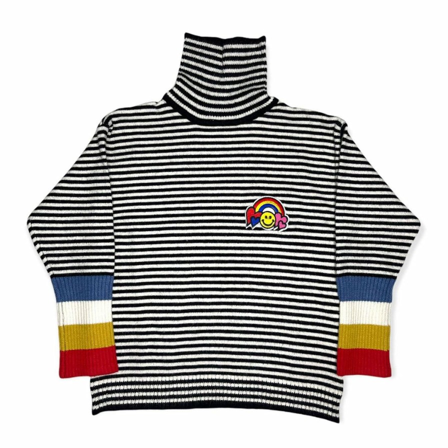 Girls * | Lola + The Boys Rainbow Striped Turtleneck Girls