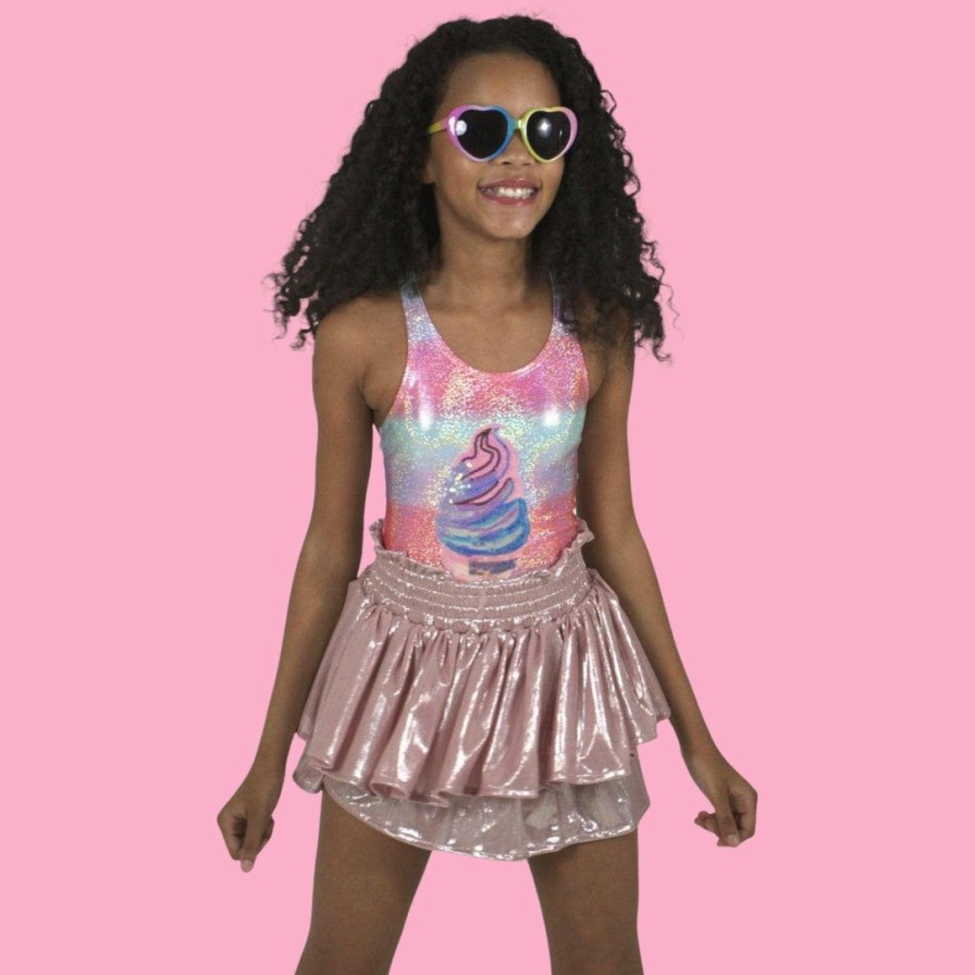 Girls * | Lola + The Boys Metallic Ice Cream One Piece Swim