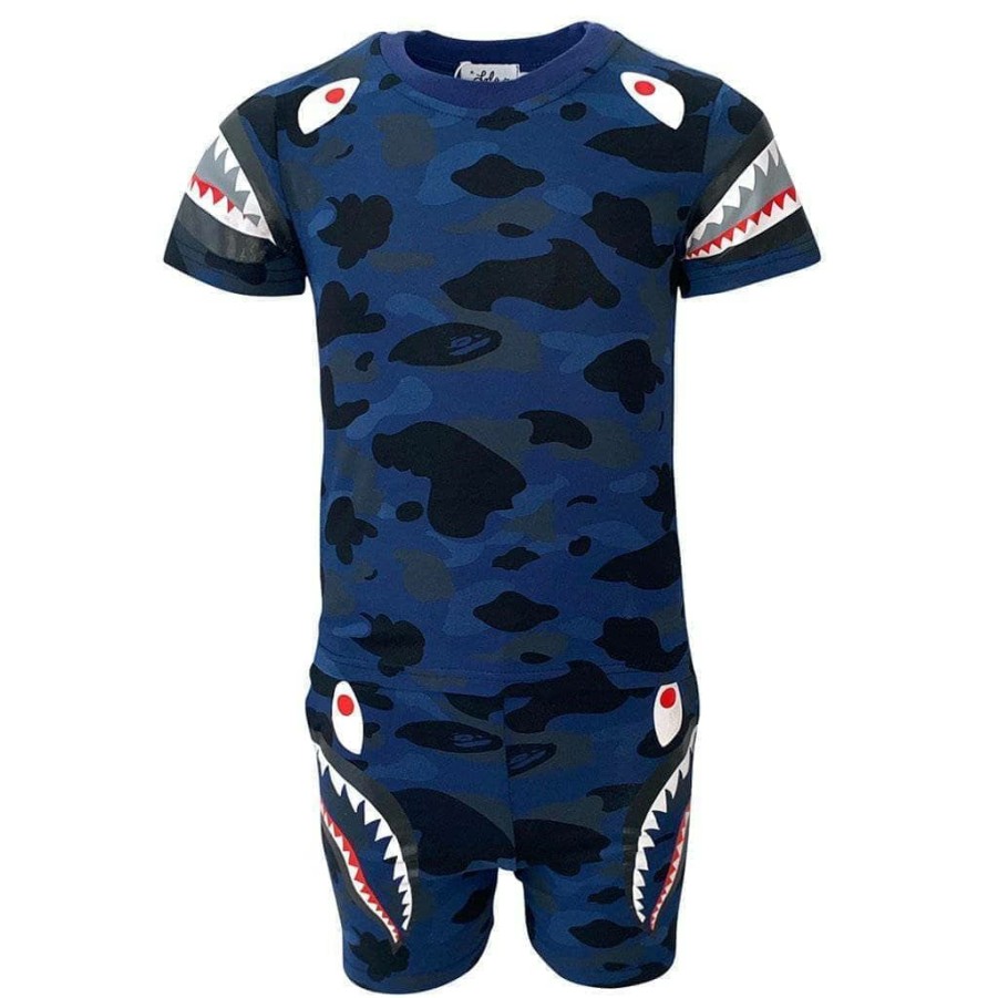 Boys * | Lola + The Boys Shark Boy Camo Short Set