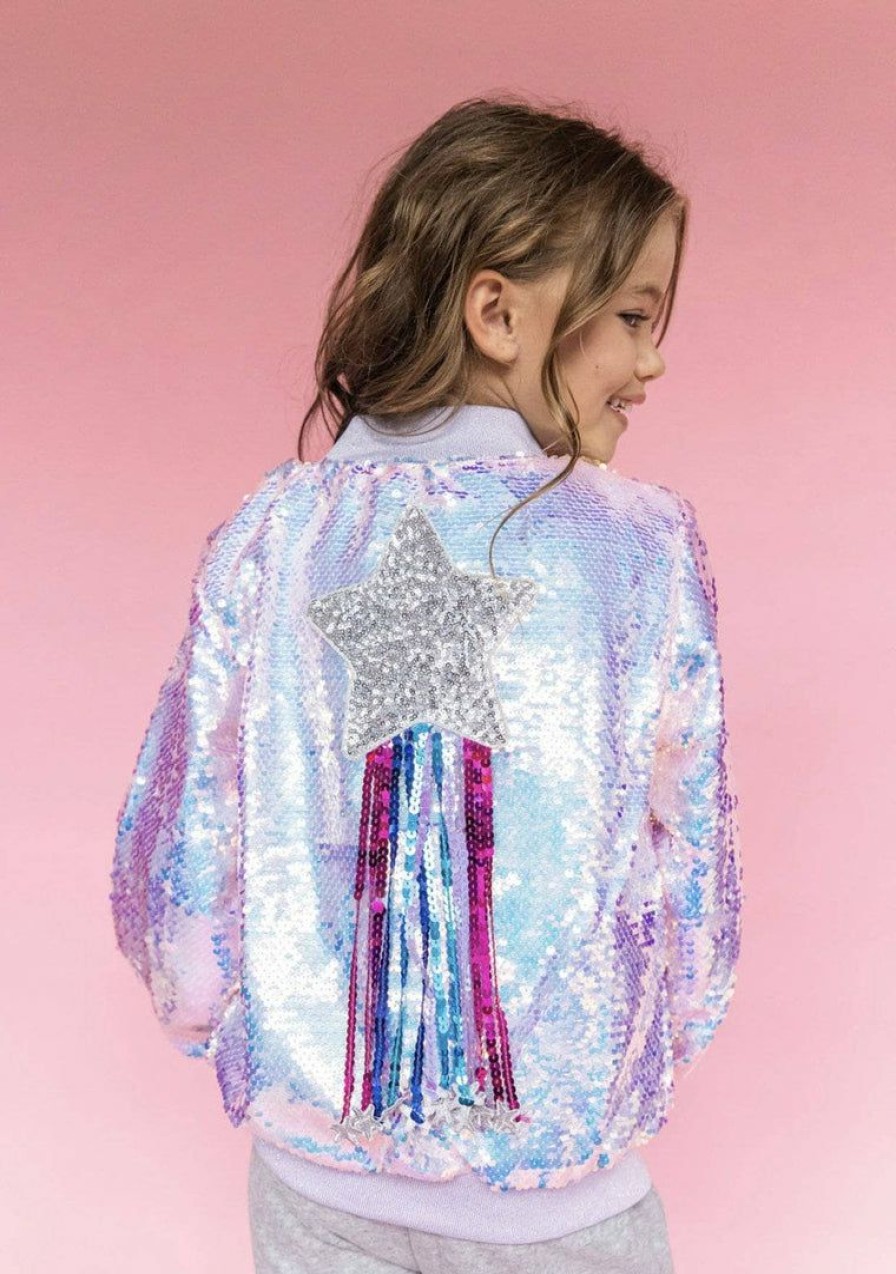 Girls * | Lola + The Boys Shooting Star Sequin Bomber Girls