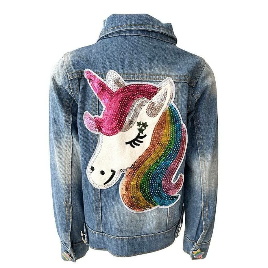 Girls * | Lola + The Boys Rainbow Stars Denim Jacket New Arrivals