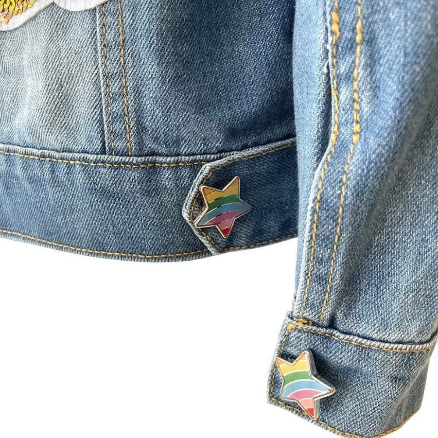 Girls * | Lola + The Boys Rainbow Stars Denim Jacket New Arrivals