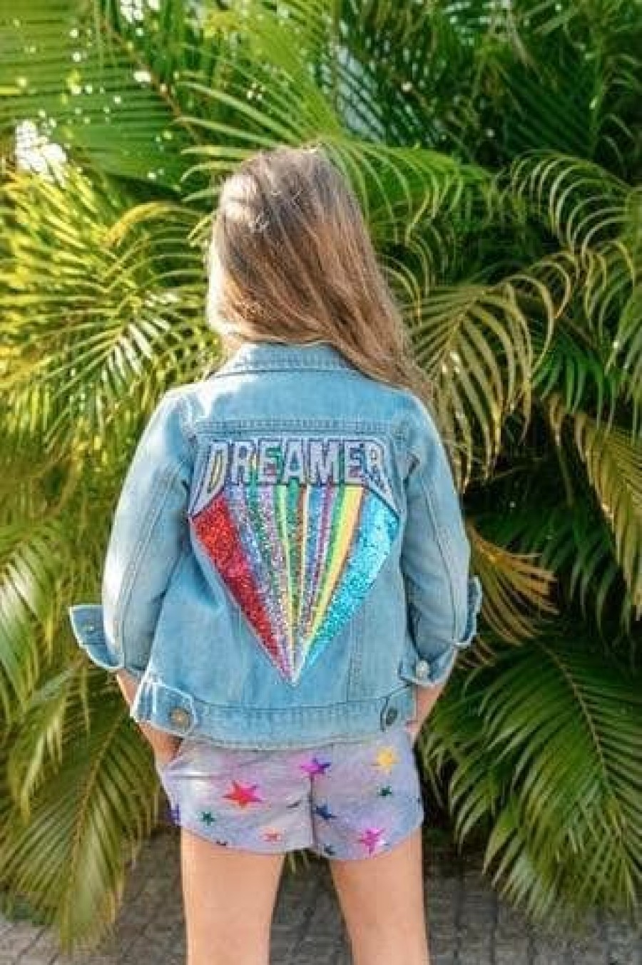 Girls * | Lola & The Boys Beaded Dreamer Denim Jacket Girls