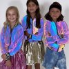 Girls * | Lola + The Boys Girls Hologram Reflective Bomber