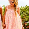 Girls * | Lola + The Boys Peachy Daisy Tulle Girls Dress