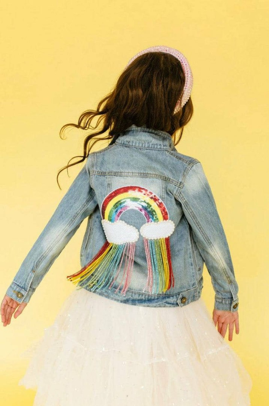 Girls * | Lola + The Boys Crystal Rain Denim Jacket New Arrivals