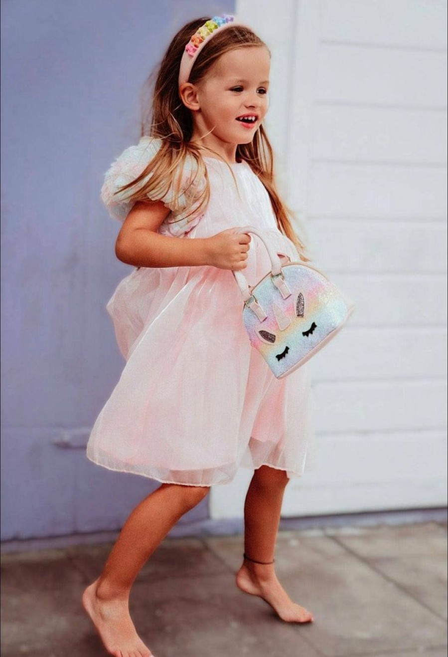 Girls * | Lola + The Boys New Arrivals Rosie Shimmer Satin Dress