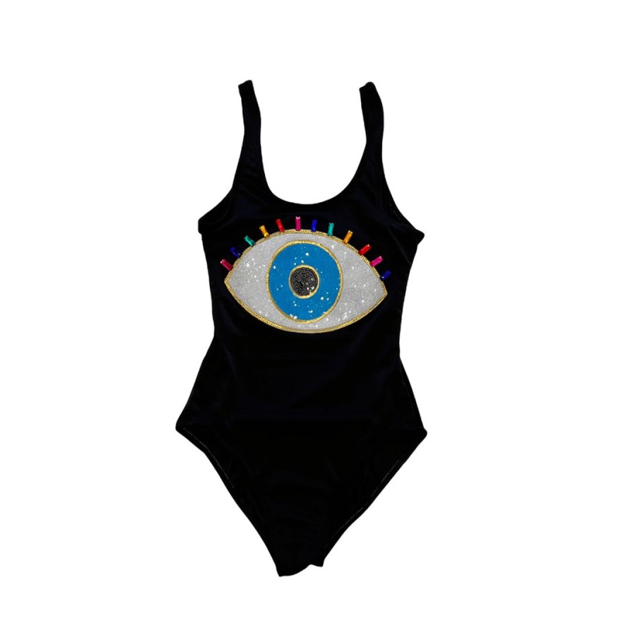 Girls * | Lola + The Boys Evil Eye Gem Swim Black