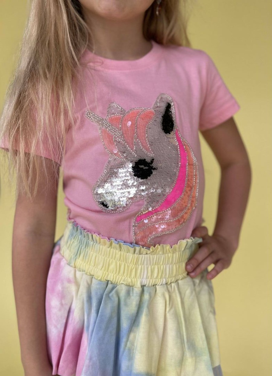 Girls * | Lola + The Boys Girls Fancy Unicorn Sequin Tee