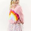 Girls * | Lola + The Boys Girls Rainbow Faux Fur Coat