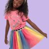 Girls * | Lola + The Boys Hearts Rainbow Tutu Skirt New Arrivals