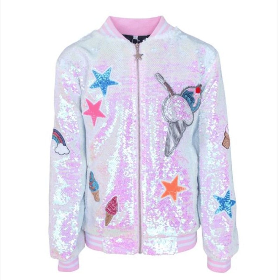 Girls * | Lola + The Boys Ice Cream Sequin Flip Bomber