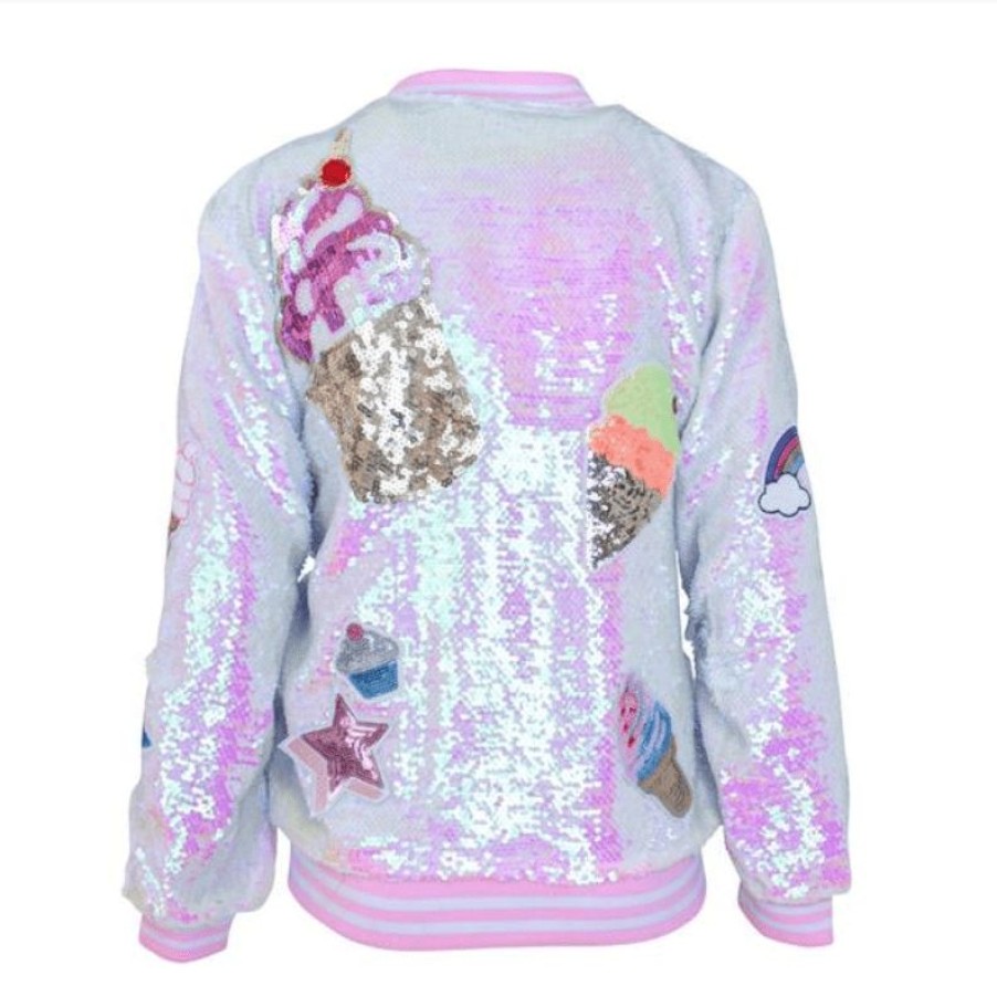 Girls * | Lola + The Boys Ice Cream Sequin Flip Bomber