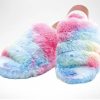 Girls * | Lola + The Boys Girls Tie Dye Rainbow Fur Slides