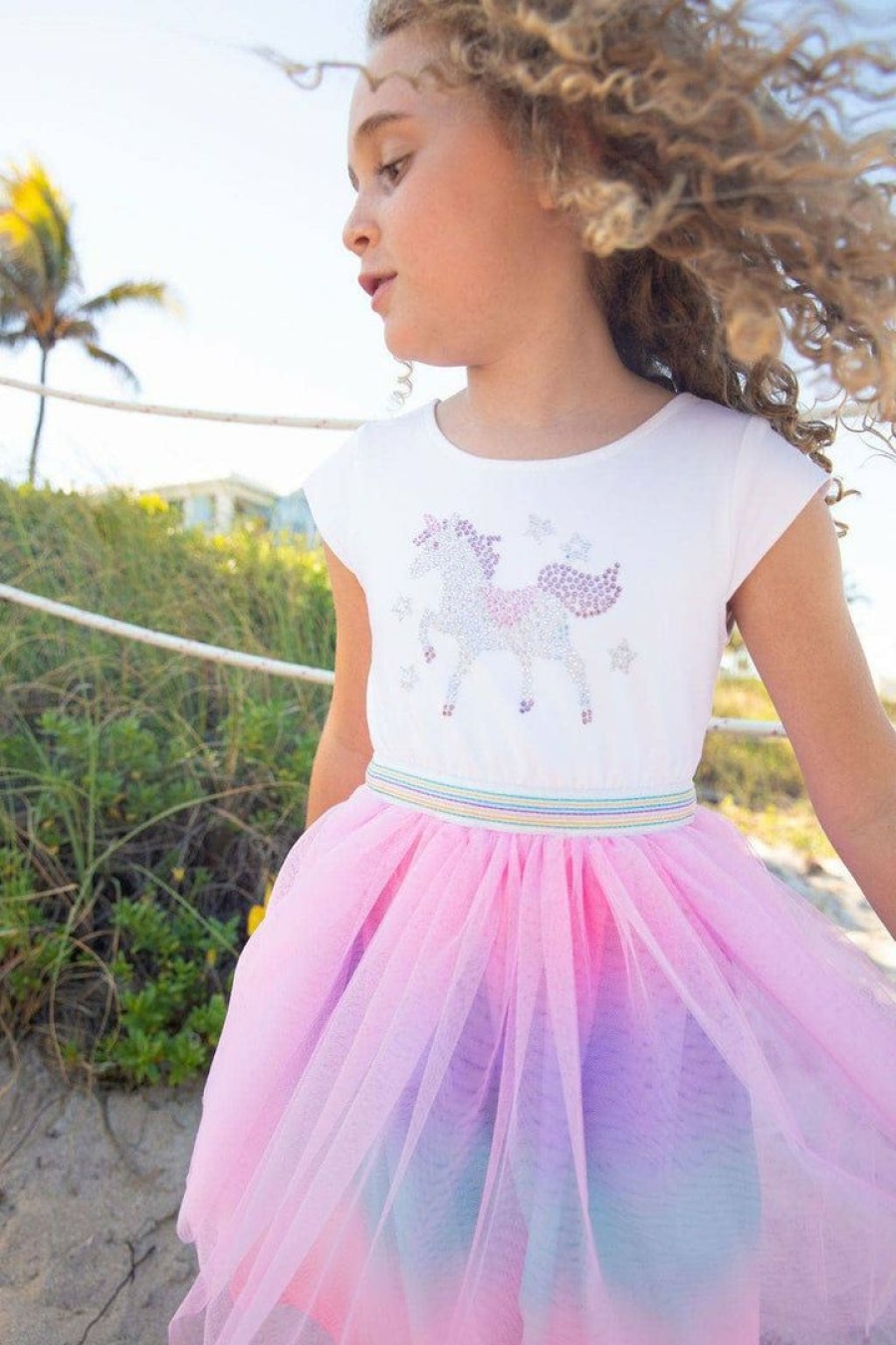 Girls * | Lola + The Boys Crystal Unicorn Tutu Dress