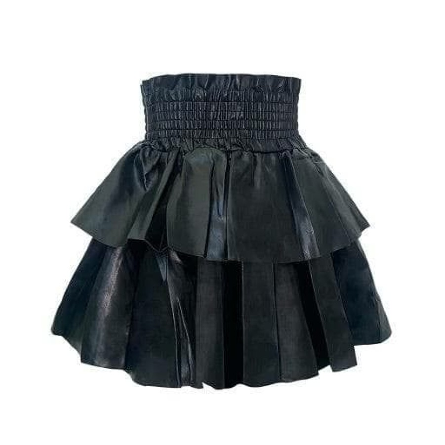 Girls * | Lola + The Boys Layered Vegan Leather High Waist Skirt