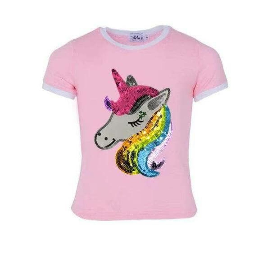 Girls * | Lola + The Boys Unicorn Dream Ringer T-Shirt Pink