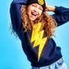 Girls * | Lola + The Boys New Arrivals Navy Bolt Crewneck